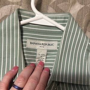 Banana Republic Green Striped Shirt